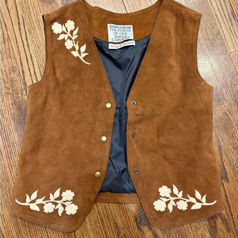 Free People Dancassab Embroidered Suede Vest in Brown - Picture 2 of 4